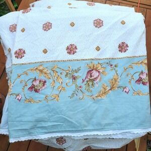Vintage Gunne Sax King Fitted & Flat Sheet Set Cotton Blend Floral Cottagecore